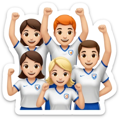 Community sports team celebrating sticker