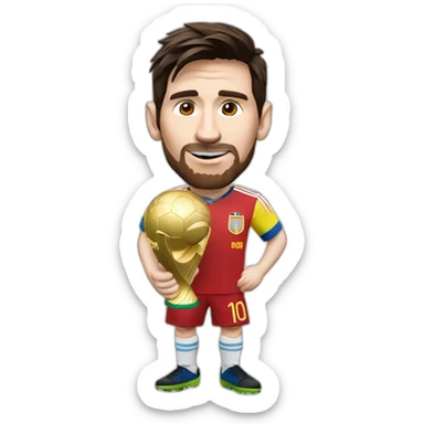 lionel messi  with the world cup sticker