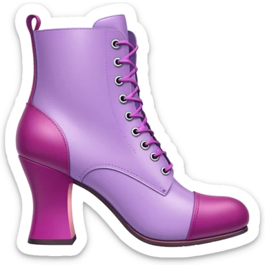 lilac colored boot with magenta heel and toe cover sticker