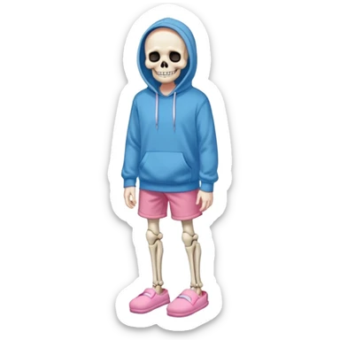 Sans The Skeleton, Blue Hoodie, Grin, Pink Slippers, Black Shorts sticker