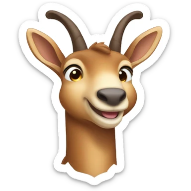happy smiling brown chamois left hoof pointing up sticker