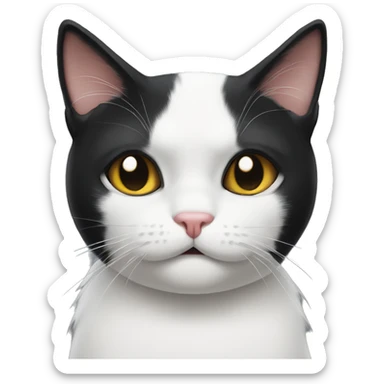 white and black cat making a pouty face sticker