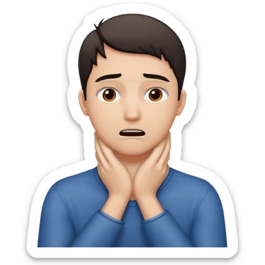 Person grabbing their neck with both hands sticker