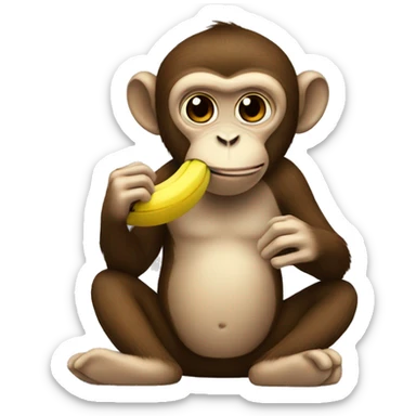 Monkey eating a banana sticker