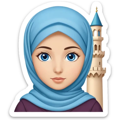 Turkish beautiful finish Konya girl blue eyes with hijab dress and ramadan background  sticker