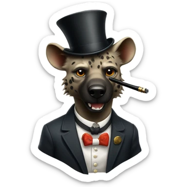 Male, muscular, hyena, smoking pipe, top hat, fancy, high class sticker