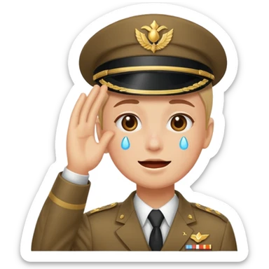 mix the cry emoji and the salute emoji sticker