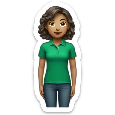 a girl in a green polo t-shirt sticker