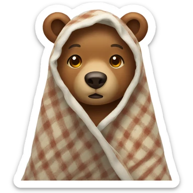Bear covered with blanket sticker