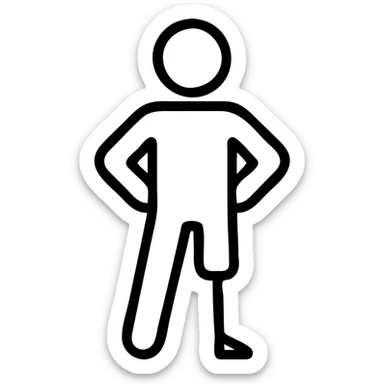 outlined icon of a man with a peg leg sticker