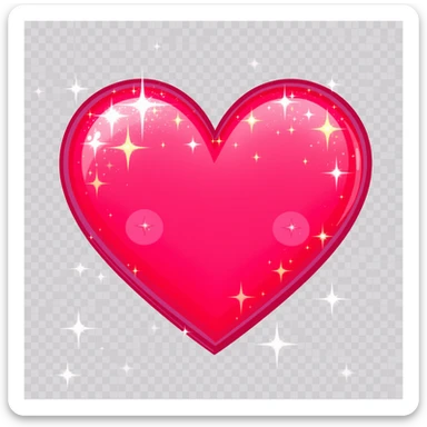 cute and shiny heart emoji with sparkles, no background sticker