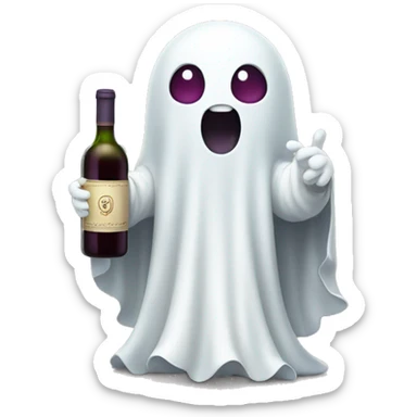 cute ghost holding wine sticker