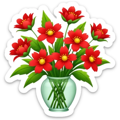 Red flower bouqet sticker