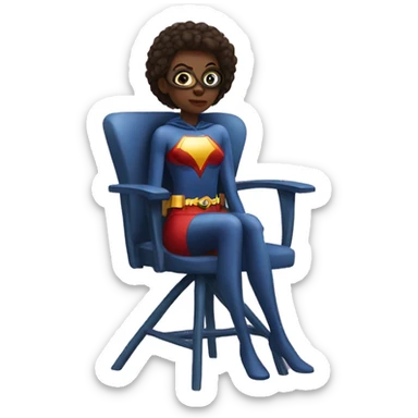 Female Superhero sitting on a chair sticker