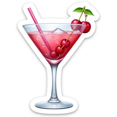 galentines red and pink cocktail with cherry sticker