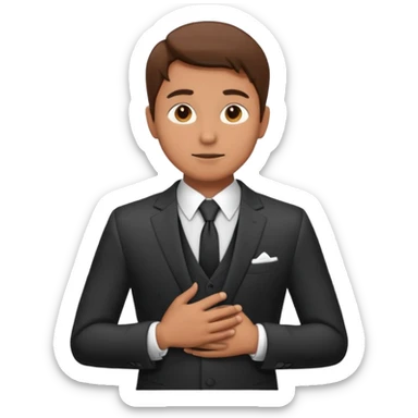 una mano en pecho vestido masculino sticker