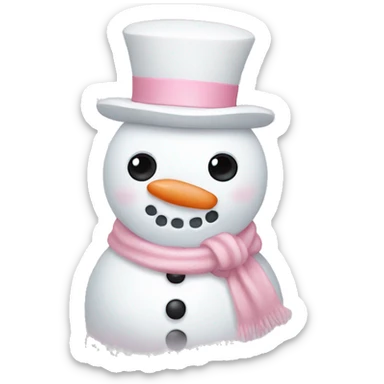 Cute white and light pink snowman sticker