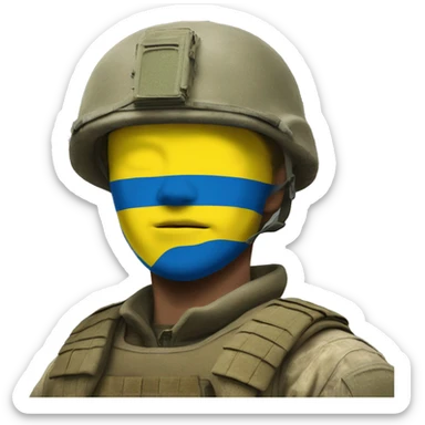 ukranian flag as ukrainian soilder sticker