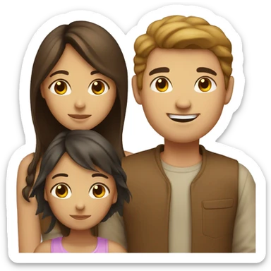 Brown haird asian girl with brown haired guy sticker