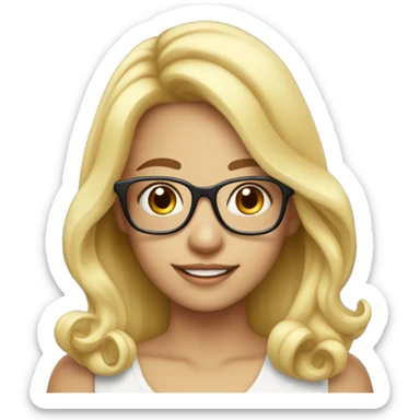 pretty blonde girl with glasses and  birthday hat sticker