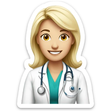 european doctor-woman-happy with sticker
