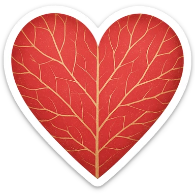 heart with a delicate gold leaf overlay, remove background sticker