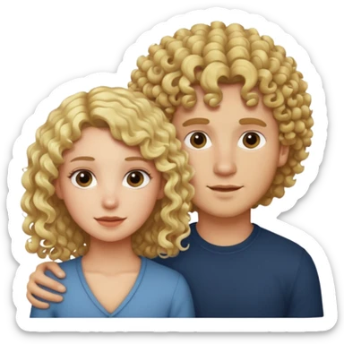 Guy with curly hair with a blonde girl next to him sticker