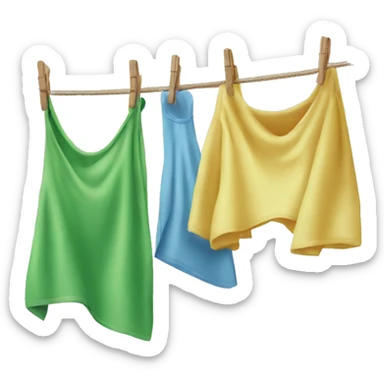 clean laundries hanging on drying line sticker