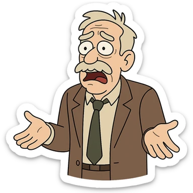 ex billionaire, lost fortune, looking surprised, cartoon style sticker