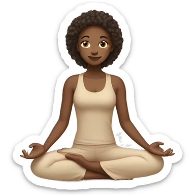 girl in beige clothes doing yoga sticker