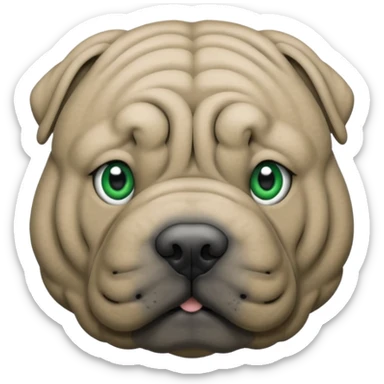 Grey shar pei with green eyes sticker