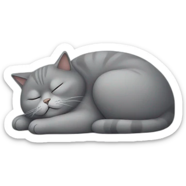 fat grey cat sleep sticker