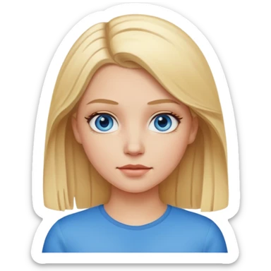 white girl with blond middle part sticker