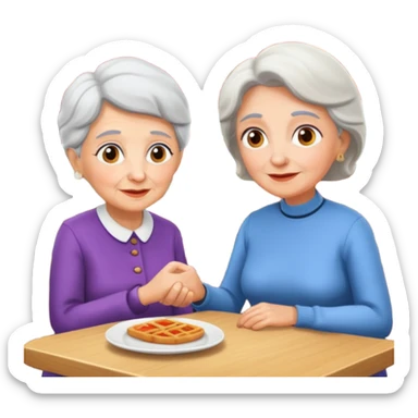 conversación dentro de un restaurant  dos personas y una de las persoans sea una abuela sticker