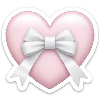 Pastel pink heart with white bow sticker