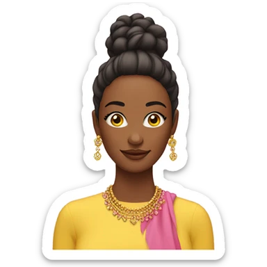 lady with long lashes, earings with a pink and yellow backgrund sticker