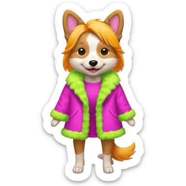 DOG wearring neon fashion dress sticker