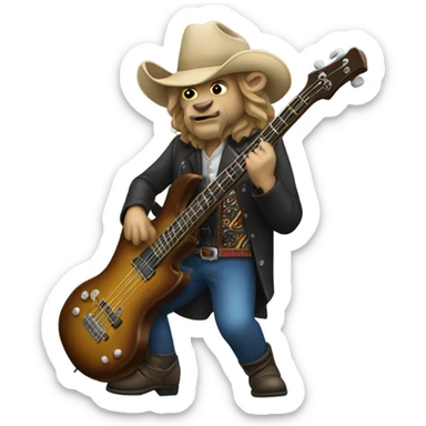 Buffalo Bill playing a bass guitar sticker