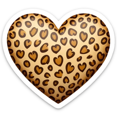 leopard print heart sticker