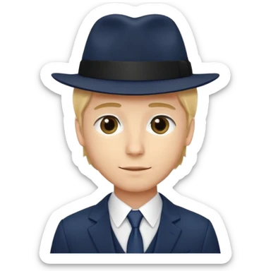 Mobster in Blue Suit – Young blonde man, navy blue suit, black hat.



 sticker