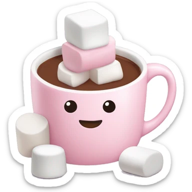 Light Pink mug of hot chocolate with marshmallows  sticker