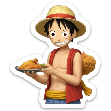 Luffy qui mange du poulet  sticker