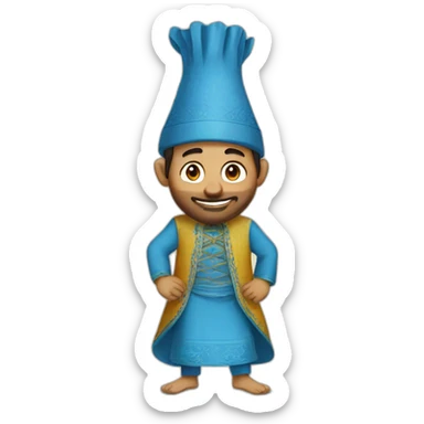 The man of Chefchaouen is a traditional Moroccan costume sticker