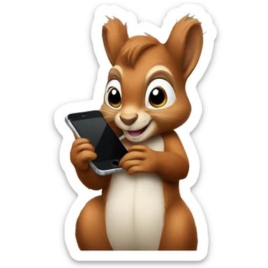 Squirrel holding an iPhone  sticker