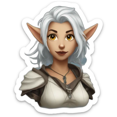White tiefling rogue girl sticker