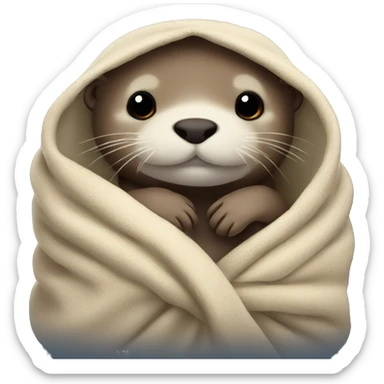 otter cozy in blanket sticker