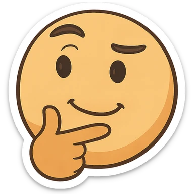 A thoughtful face smile emoji sticker