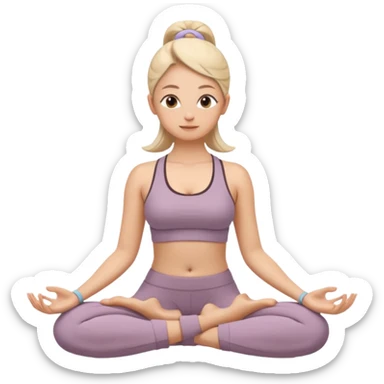 woman in lotus position meditating, skin tone matching the 🧘 emoji, minimal background sticker