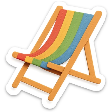 colorful and playful beach chair in paper-craft style sticker