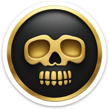 black coin with gold skull sticker